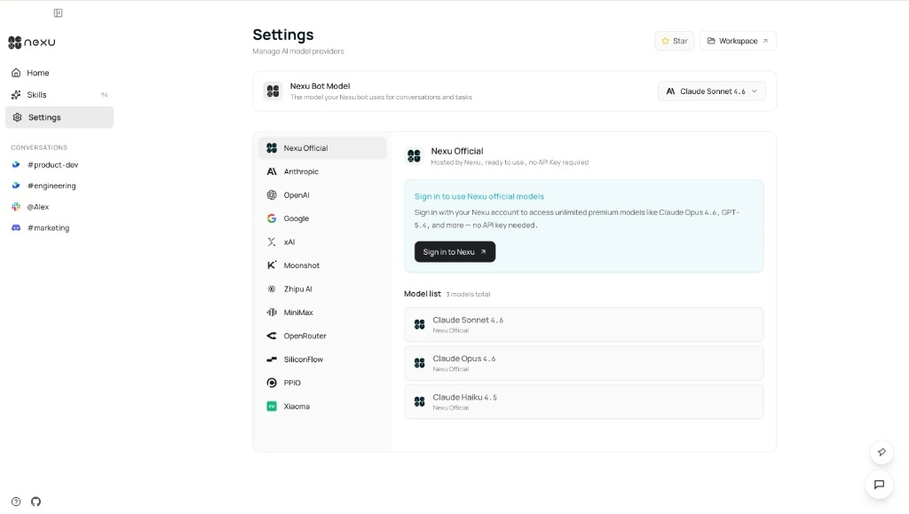 Nexu Official sign-in